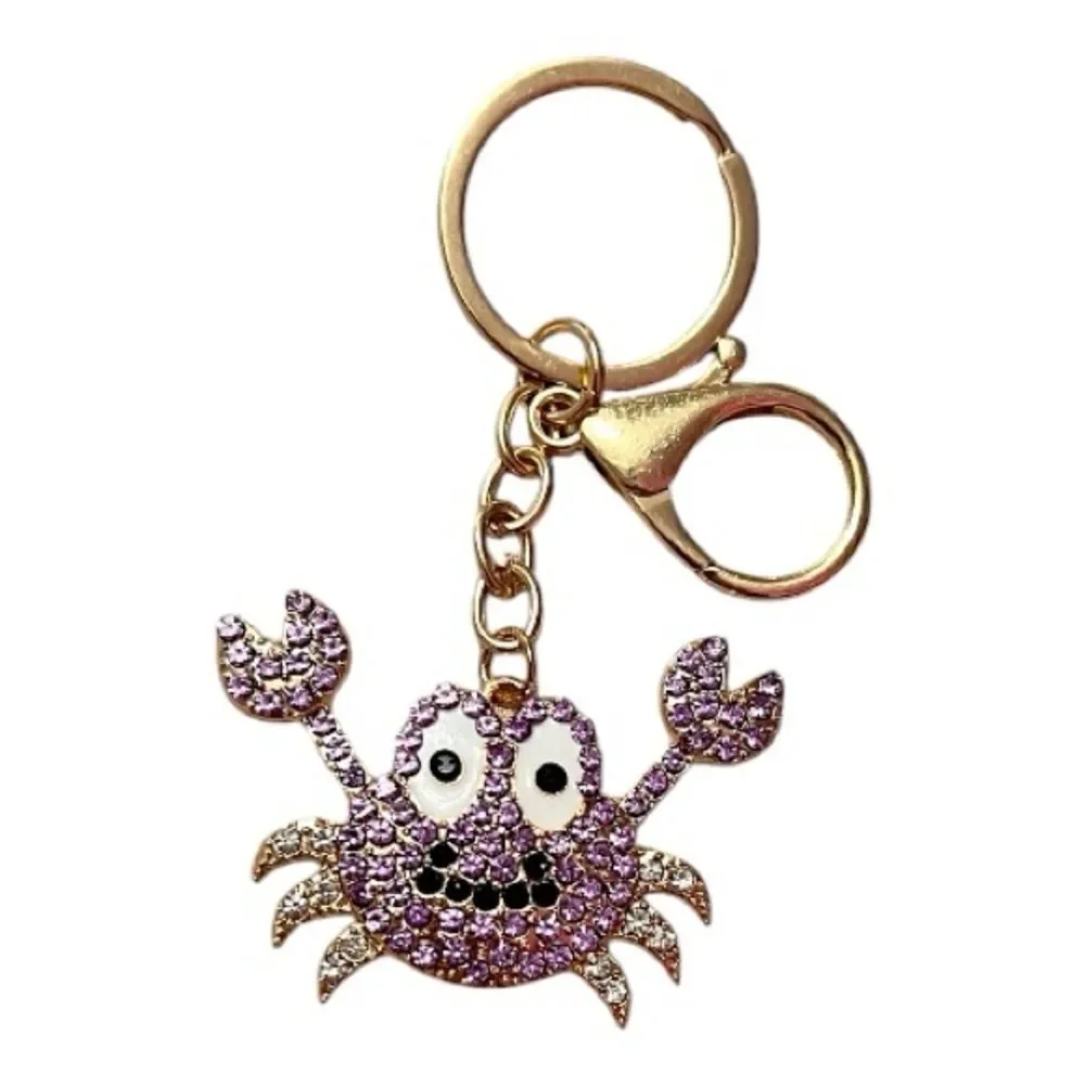 Sparkling Purple Iridescent Crab Keychain Bag Charm